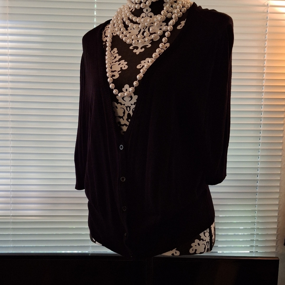 Joseph A Black 3/4 Sleeve Button Down Top
